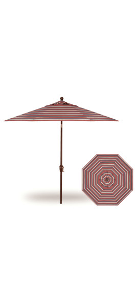 9' Push Button Tilt Umbrella -  Champagne / Churchille Rough Stripe
